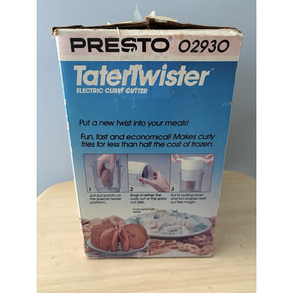 Vintage 1990 Presto TaterTwister Electric Curly Cutter Model 02930 W/ Box WORKS - Picture 7 of 7
